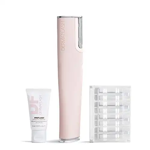 DERMAFLASH LUXE+ Sonic Dermaplaning Tool for Face Peach Fuzz Removal, Anti-Aging and Exfoliation, Icy Pink