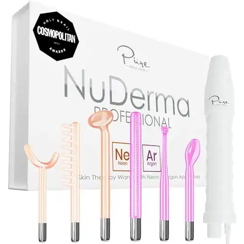 NuDerma Professional Skin Therapy Wand - Portable Skin Therapy Machine with 6 Neon & Argon Wands Boost Your Skin Clear Firm & Tighten