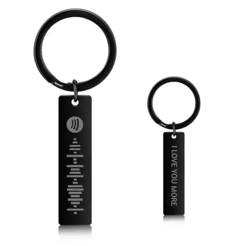 LanM Personalized Spotify Code Key Chain Ring Custom Scannable Spotify Music Song Code Keychain Ring Gifts for MenWomen (Black 2),Small